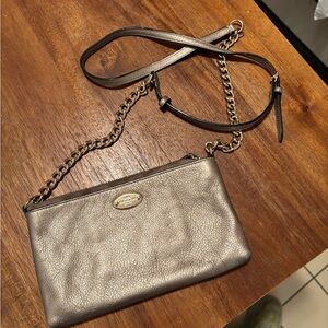 Coach Metallic Leather Purse with Chain Strap